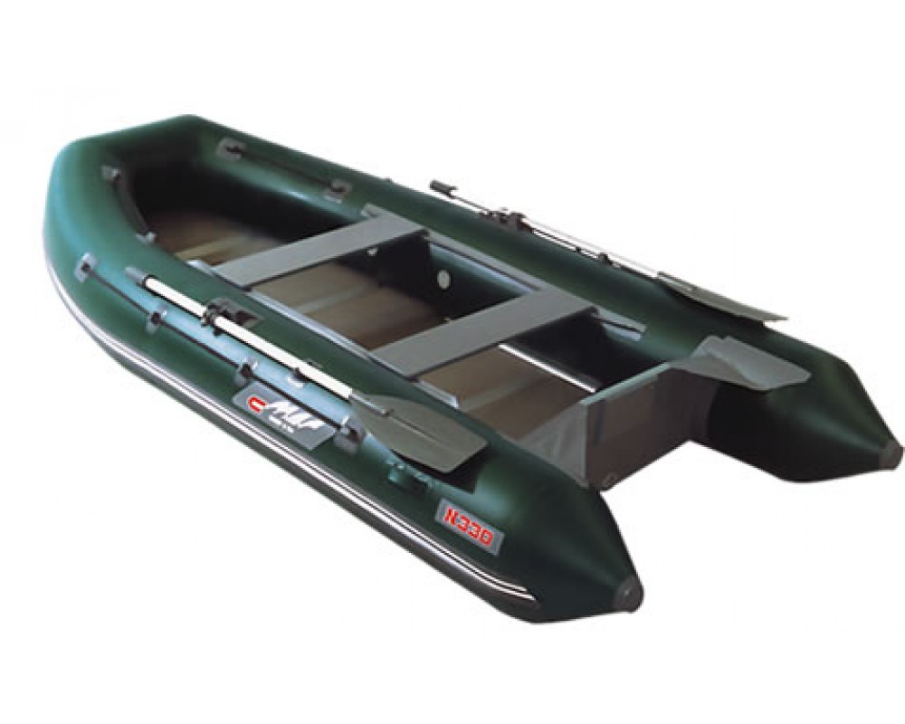 Надувная лодка Броня 280 СК слань+киль зеленый-черный (лодка ПВХ под мотор с усилением)